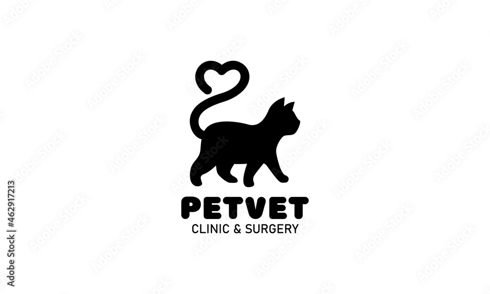 Pet veterinary clinic or pet shop logo design template on isolated white background