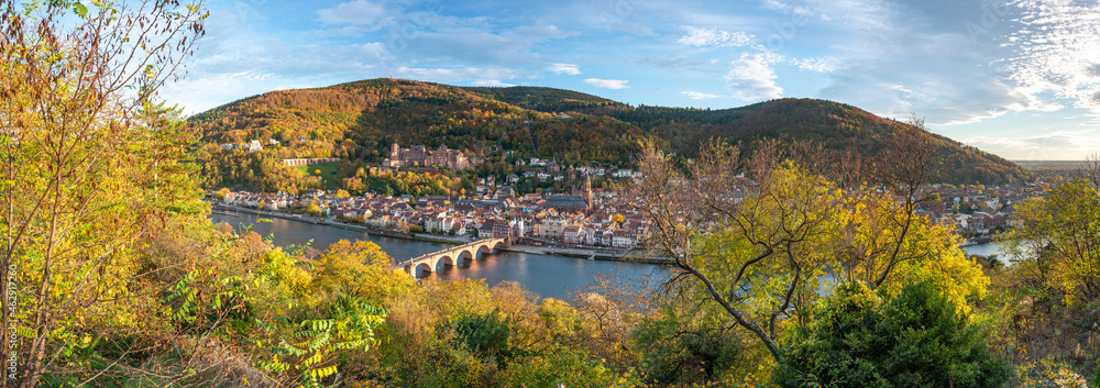 Heidelberg panorama in autumn season, Baden-Wuerttemberg, Germany