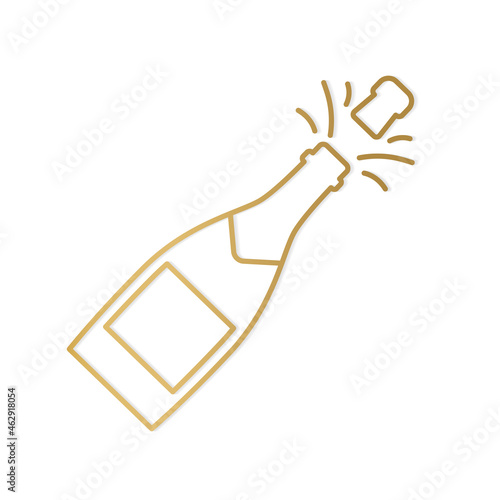 golden champagne bottle explosion, cheers, New Year Eve- vector illustration