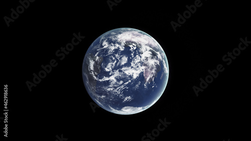 Concept 11-P1 Beautiful Scenery of Realistic Planet Earth from Space with Atmospheric Clouds. High detailed 3D rendering.