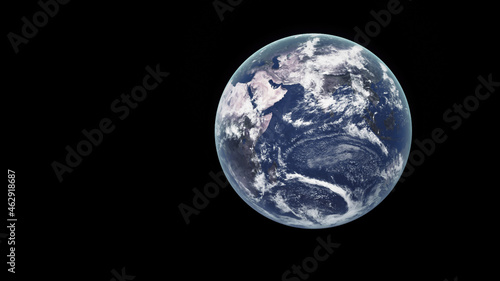 Concept 18-P1 Beautiful Scenery of Realistic Planet Earth from Space with Atmospheric Clouds. High detailed 3D rendering.