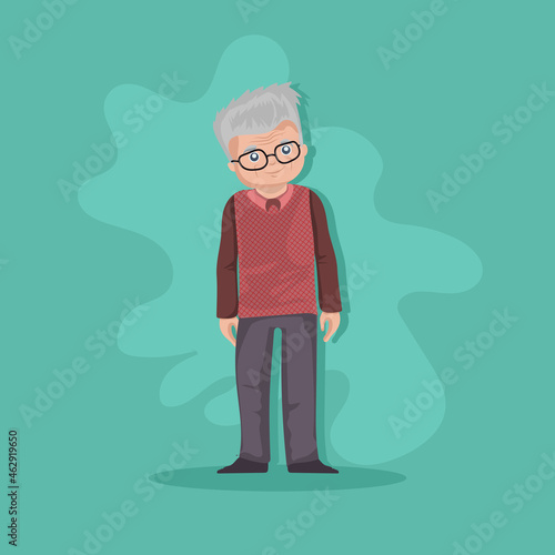 Old man standing with glasses