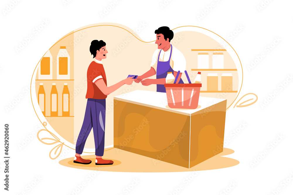Man paying for the purchase by credit card
