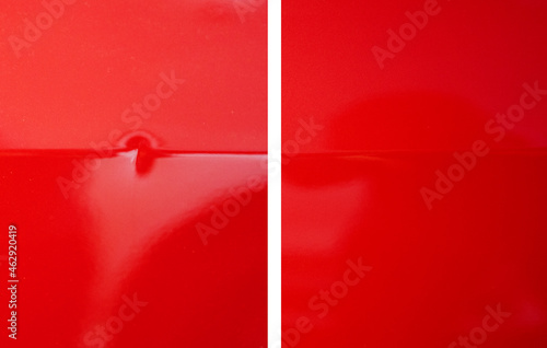 Photo before after car body repair, removal of dents without painting photo