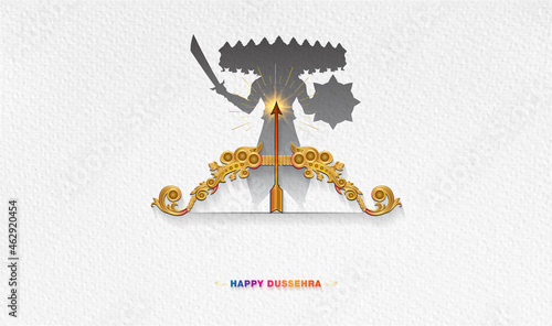 Dussehra festival background. Vijayadashami bow arrow and rama ravana illustration photo