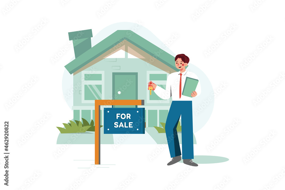 Home for Sold Illustration concept. Flat illustration isolated on white background. Home for Sold Illustration concept. Flat illustration isolated on white background.