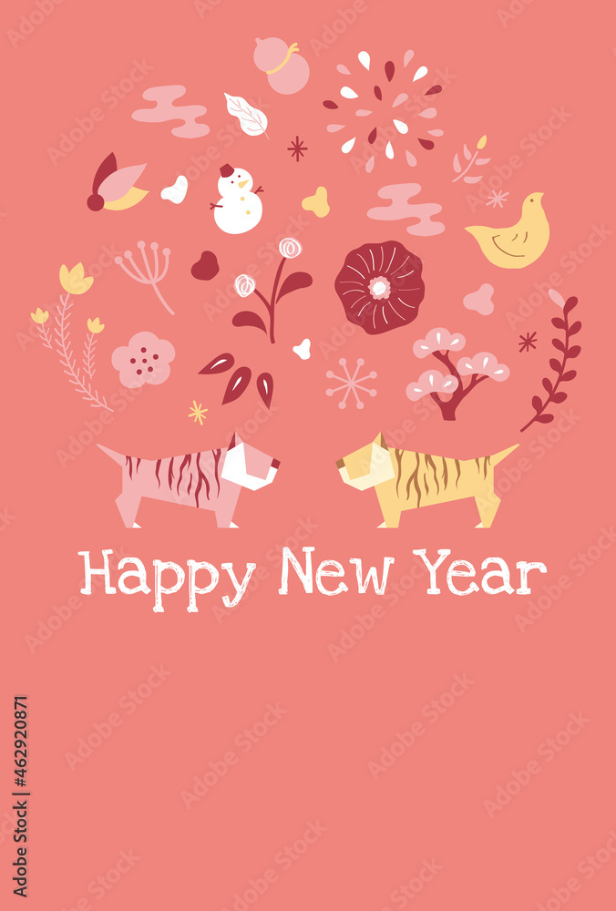 Fototapeta premium お正月飾り 寅年 北欧風