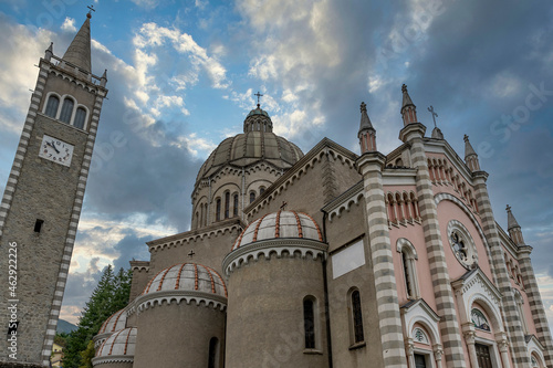 Parish Church of San Mamante, Lizzano in Belvedere, Italy, under a dramatic sky photo