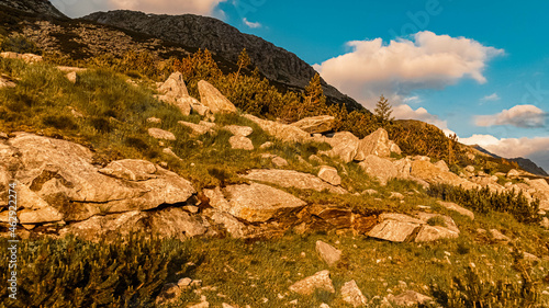 Beautiful alpine summer sunset at the famous Koelnbreinsperre dam, Maltatal, Kaernten, Austria