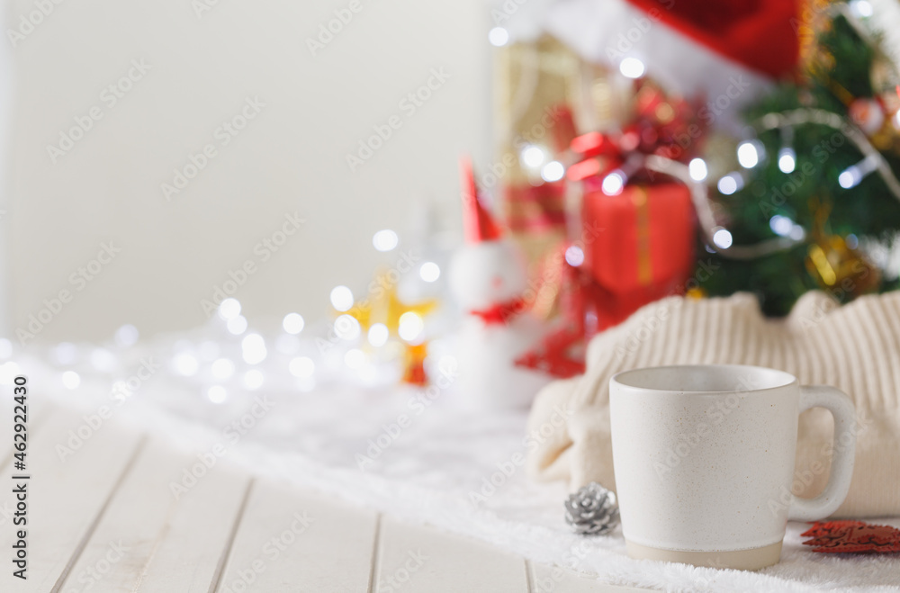 Mug with blurred Christmas festival