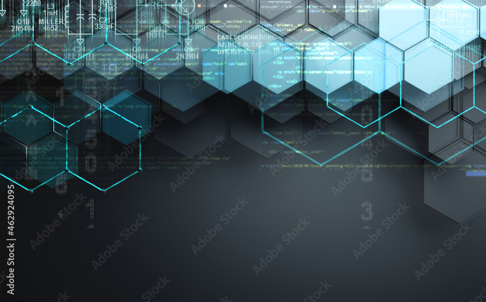Fototapeta premium Fondo abstracto con hexágono. Ilustración 3d relacionada con la tecnología y la ciencia.