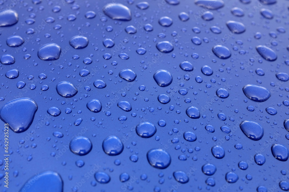 Water droplets on freshly waxed paint