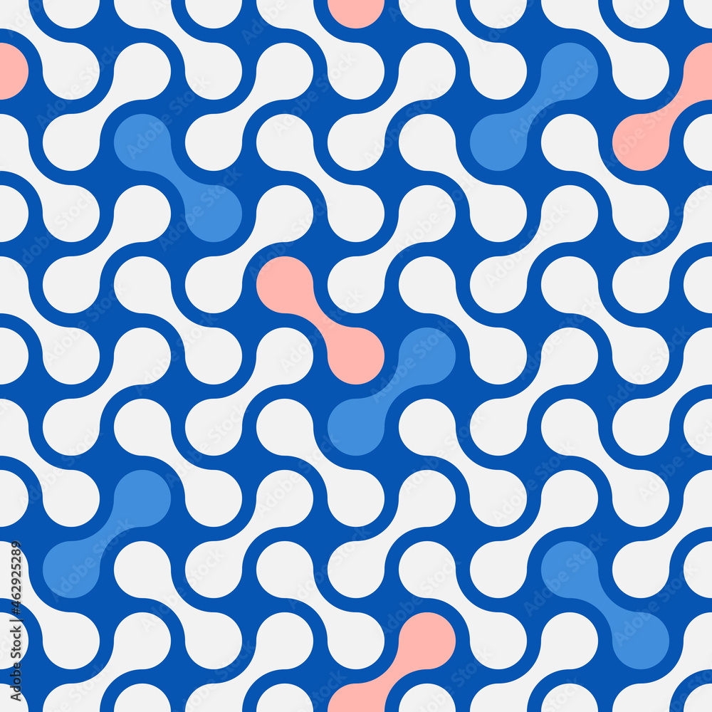 A modern geometric pattern composed of many streamlined, elongated abstract shapes. Seamless pattern for trendy textiles and paper products. 