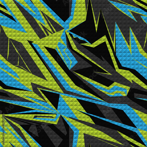 Geometric abstraction, racing vinyl pattern, sticker, 3d illustration.