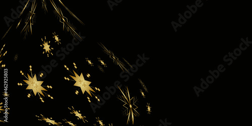 Modern black and gold background with snowflake design
