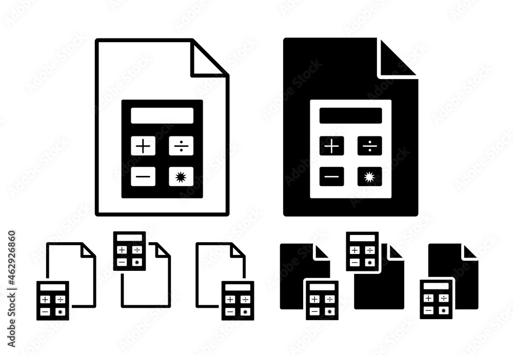 Calculator vector icon in file set illustration for ui and ux, website or mobile application Calculator vector icon in file set illustration for ui and ux, website or mobile application
