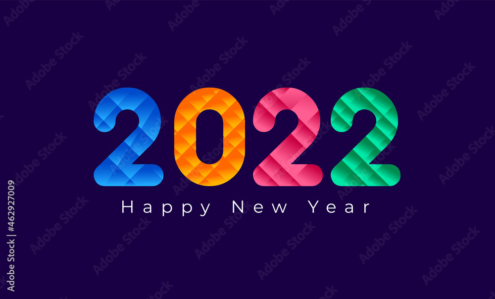 2022 Happy New Year. Happy New Year 2022 Background Template. Calendar header 2022 number on colorful abstract vector design. Happy New Year 2022 text design for Brochure design, card, banner.