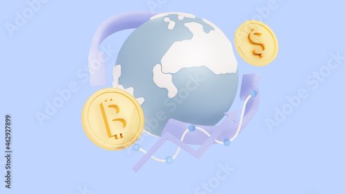 3d illustrations of money exchange and trasnfer.World economic of currency  investment and financial.3d render.   photo