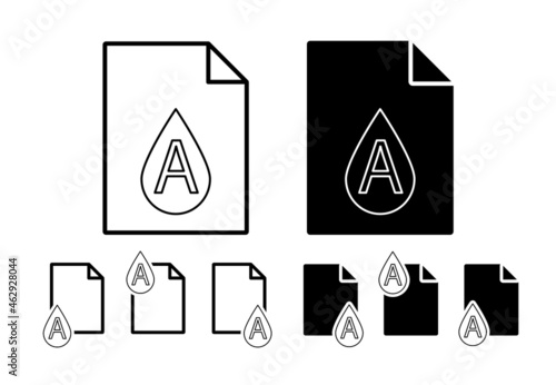 Blood donation, blood type vector icon in file set illustration for ui and ux, website or mobile application