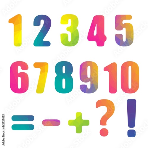 Color Numbers Isolated White Background, Vector Illustration..
