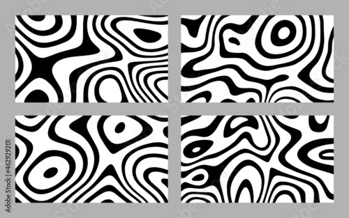 Abstract distorted black ink stripes background collection