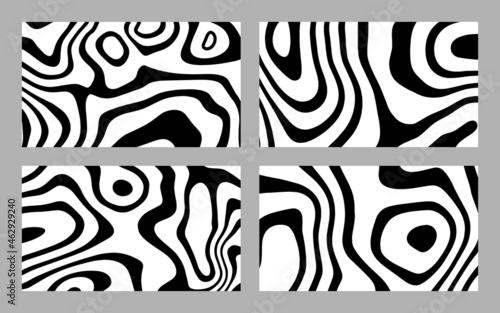 Abstract distorted black ink stripes background collection