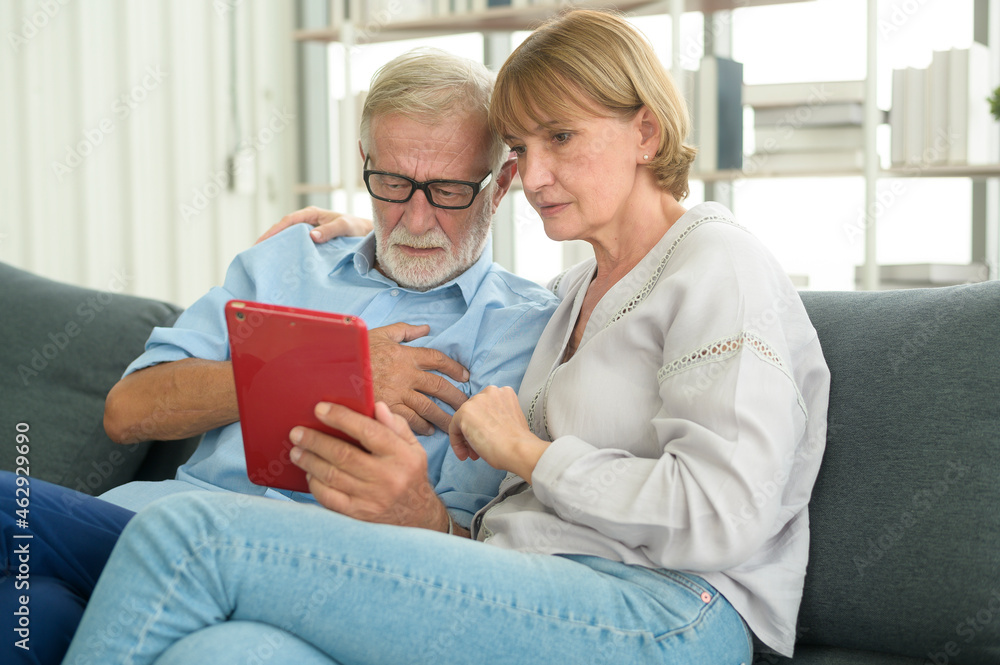 Fototapeta premium Caucasian senior elderly people are Video call with Doctor , Telehealth , health care technology concept.