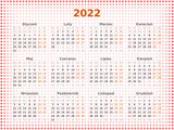 Kalendarz 2022 rok - język polski - 12 miesięcy - święta i dni wolne zaznaczone innym kolorem.