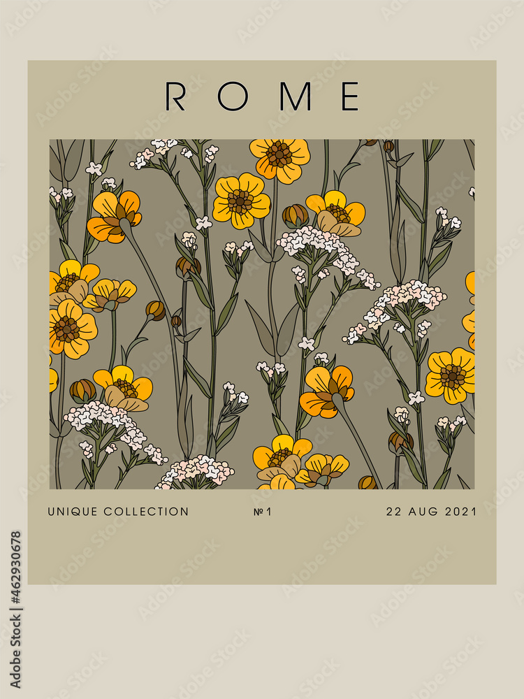 Naklejka premium Poster with flowers 
