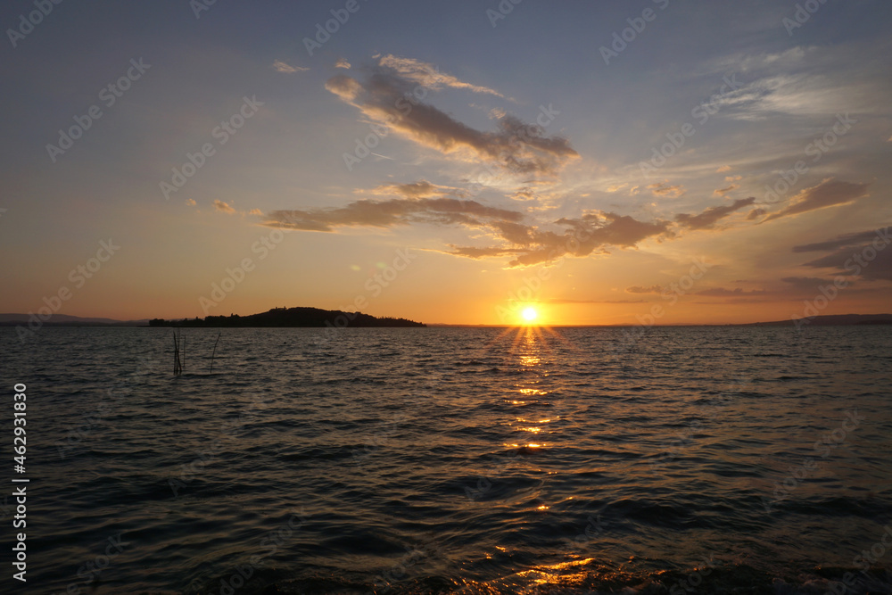 sunset over the lake 