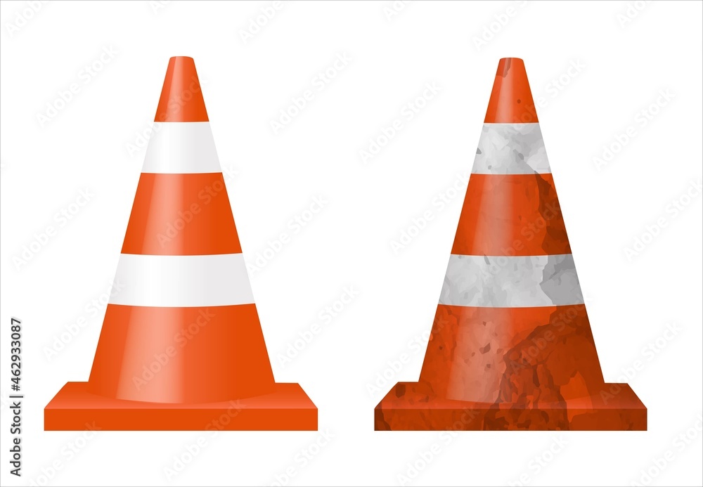 Two Signal Cones Isolated White Background With Gradient Background, Vector Illustration Two Signal Cones Isolated White Background With Gradient Background, Vector Illustration