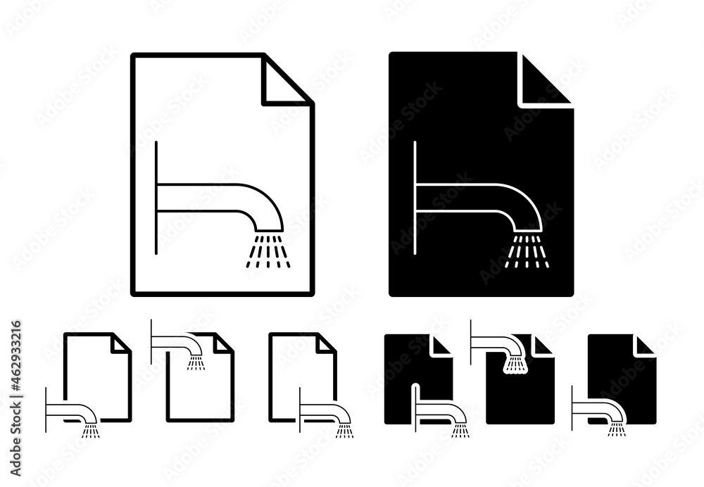 Shower outline vector icon in file set illustration for ui and ux, website or mobile application Shower outline vector icon in file set illustration for ui and ux, website or mobile application