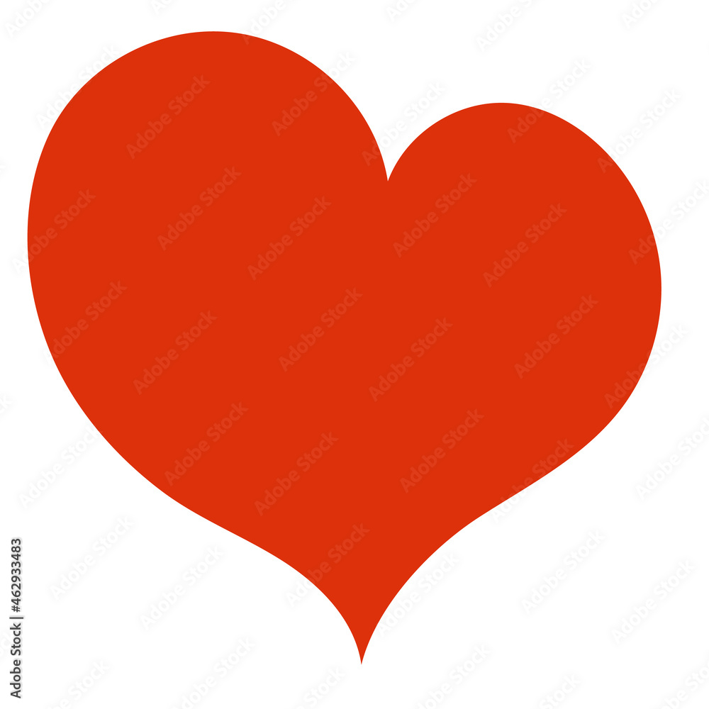 Red heart - vector flat cartoon drawing for creating a holiday card. Valentine's Day emblem for web design of flyers and leaflets. - obrazy, fototapety, plakaty 