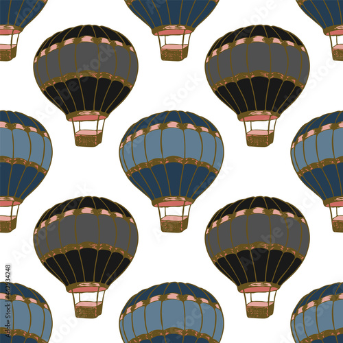 Cartoon hot air balloons  illustration vector seamless patter.