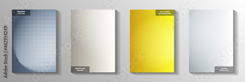 Cool circle faded screen tone front page templates vector collection. Scientific booklet perforated