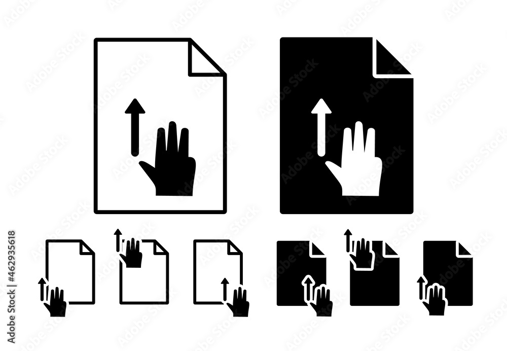 Hand, fingers, gesture, swipe move, up vector icon in file set illustration for ui and ux, website or mobile application Hand, fingers, gesture, swipe move, up vector icon in file set illustration for ui and ux, website or mobile application