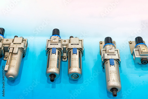 Pneumatic equipment precision air filter regulator and lubricator for machine system or automation manufacturing process in industrial on table