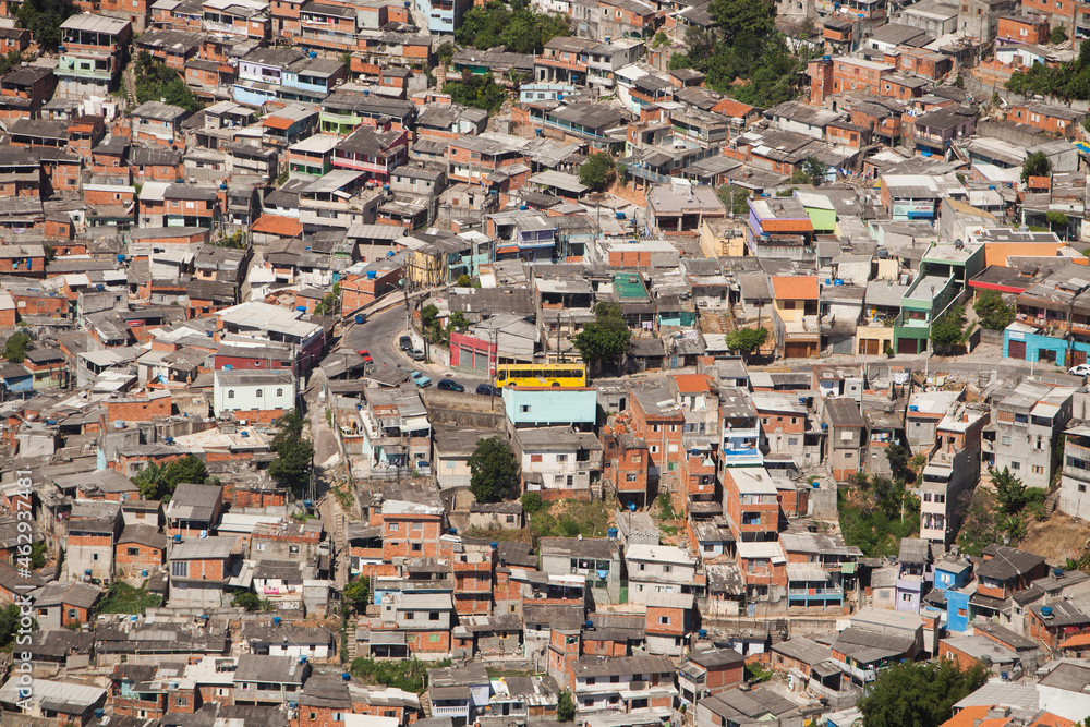 SAO PAULO BRAZIL CITY AERIAL Condominium - Slum - Favela. VIEW. High quality photo