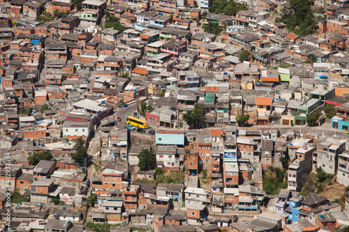 SAO PAULO BRAZIL CITY AERIAL Condominium - Slum - Favela. VIEW. High quality photo