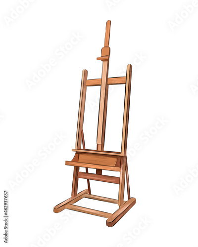 Easel for painting from multicolored paints. Splash of watercolor  colored drawing  realistic. Vector illustration of paints