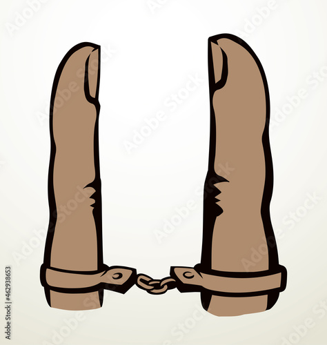 Trapped finger. Vector drawing. Relationship symbol