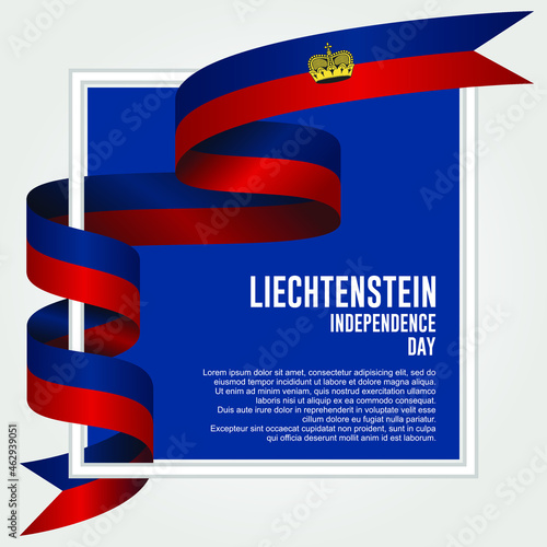 Lichtenstein Independence Day. Waving ribbon with Flag of Lichtenstein, Template for Independence day. vector illustration