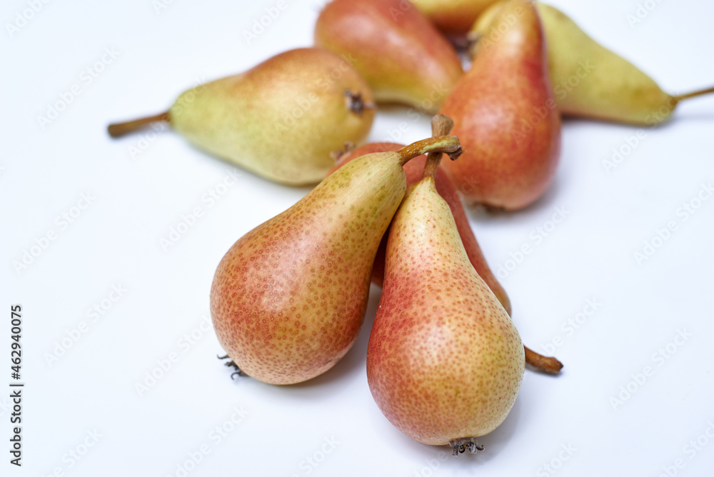 fresh ripe pears on white background fresh ripe pears on white background