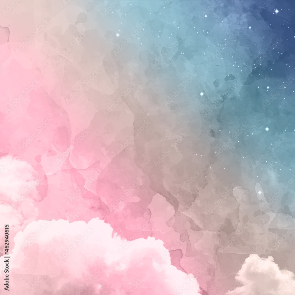 Blue and Pink Gradient Ombre Watercolor Cloud Design