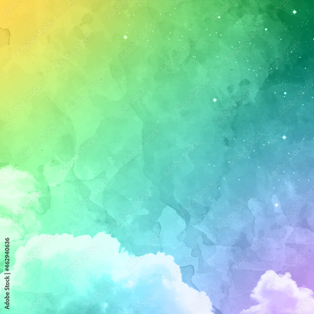 Obraz premium Rainbow Gradient Ombre Watercolor Cloud Design