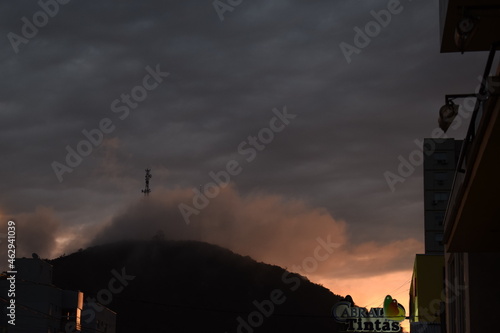 sunset over the city