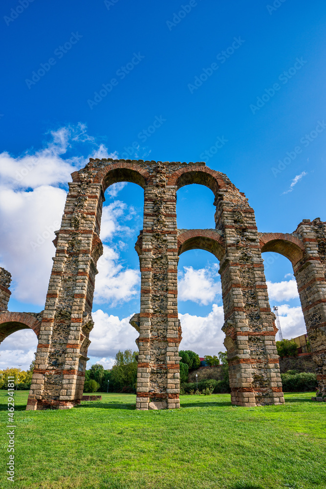 The Acueducto de los Milagros, Miraculous Aqueduct in Merida, Extremadura, Spain