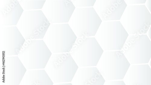 Vector abstract graphic design background. Gradient hexagons covering entire frame like a honeycomb. Very light grey. Copy space.