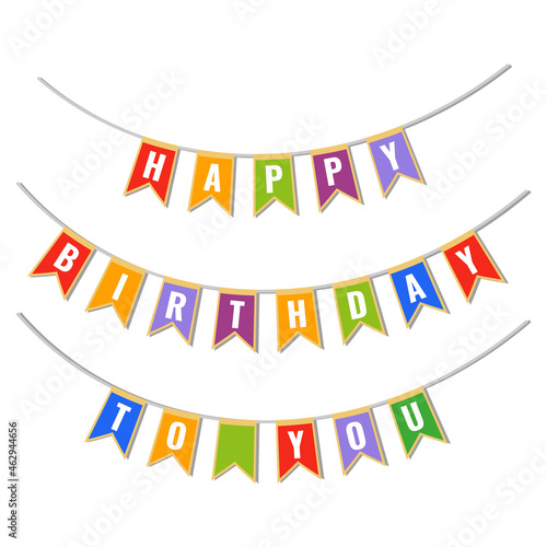 Happy Birthday to You. Set of vector garlands of flags.