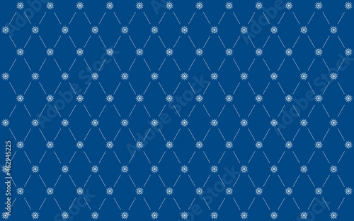 Christmas background with white snowflakes pattern on dark blue backdrop. Xmas wallpaper  new year minimalist geometric decoration for festive banner  merry Christmas postcard  celebration price tag.